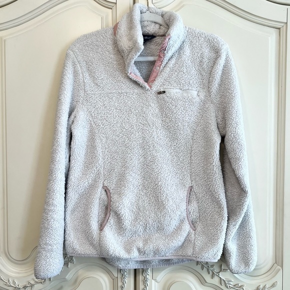 Eddie Bauer Jackets & Blazers - Eddie Bauer Women’s Teddy Sherpa Pullover Jacket in Cream White and Pink